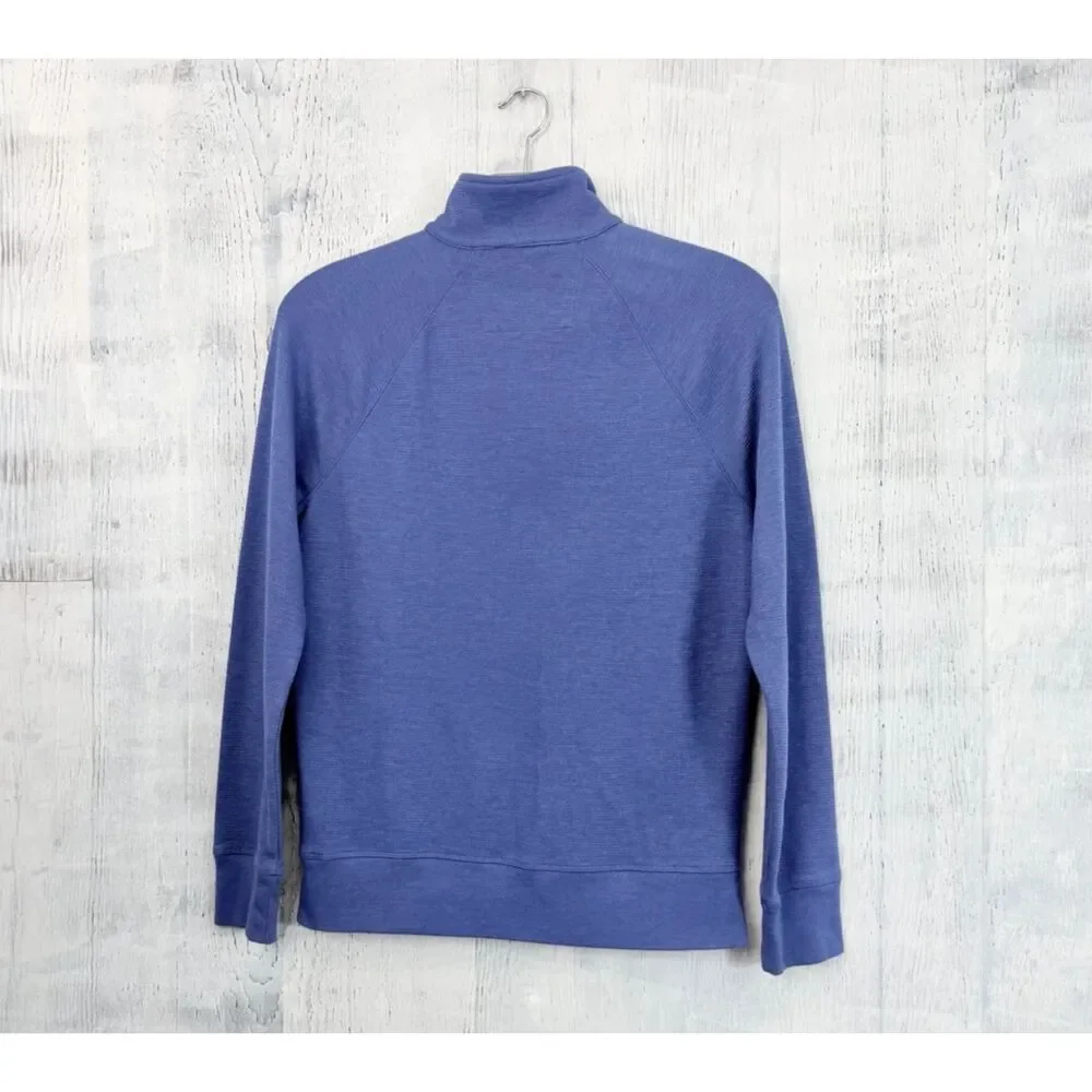 Banana Republic Men’s L 1/4 Button Pullover Textured Henley Sweater Blue Gray